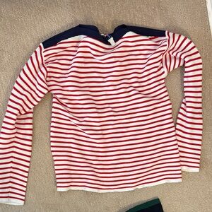 Vineyard Vines Red and White Striped Long Sleeve Waffle Tee